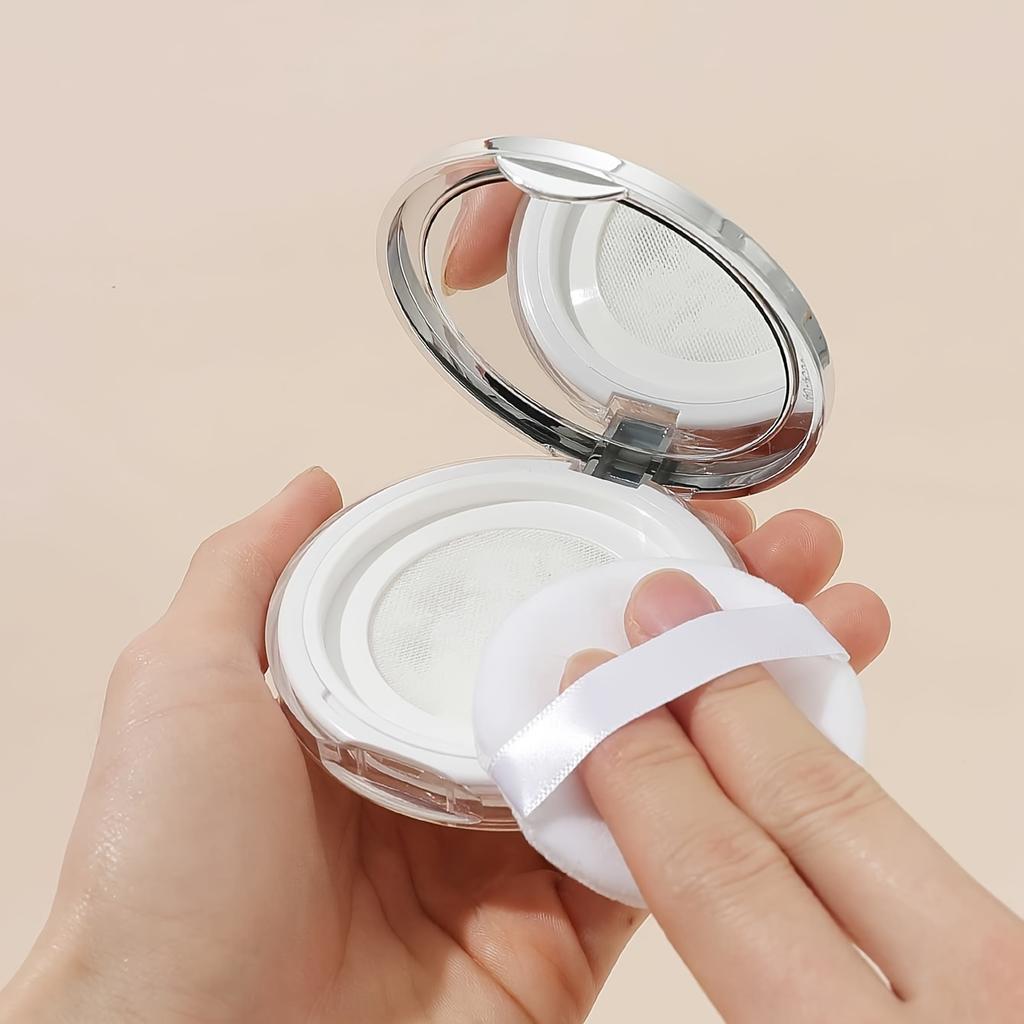 3g Ultra-Thin Loose Powder Compact-Portable,Leak-Proof Container with Elastic Net and Spoon,Sponge Empty Reusable Powder Box