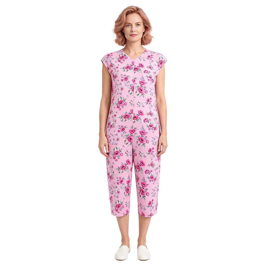 Pigiama Speciale da Donna Scollo a V Senza Maniche Zip Posteriore Tinta Unita Tuta