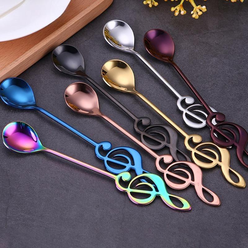 Stainless Steel Musical Notes Coffee Spoon Stirring Cup Spoon Music Stick Ice Cream Spoon Kitchen Tool Spoon Accessories