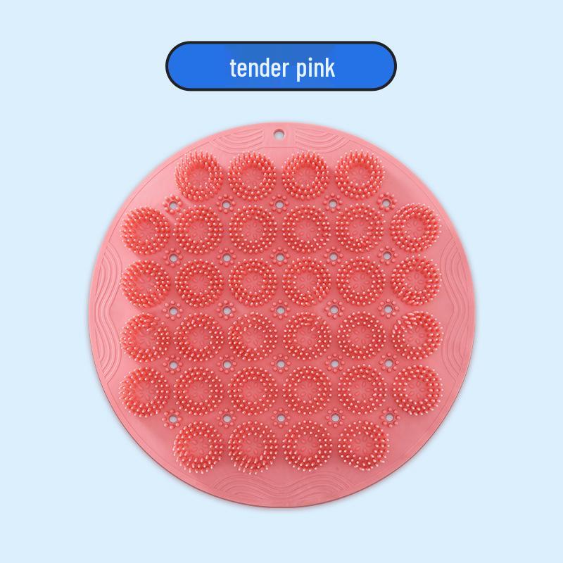 Round Exfoliating Back and Foot Scrubbing Pad - Lazy Person's Massage Mat for Shower