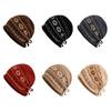 Drawstring Roll Brim Knit Beanie Fair Isle Pattern Beanie Retro Slouchy Hat  Autumn Winter