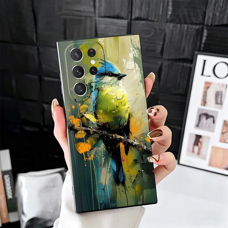 

Bird Oil Painting Style Soft Phone Case for Samsung Galaxy S26 S25 Edge S24 Ultra S23 Plus S22 S21 FE S20 Black Cover Back Shell Samsung S25 Plus