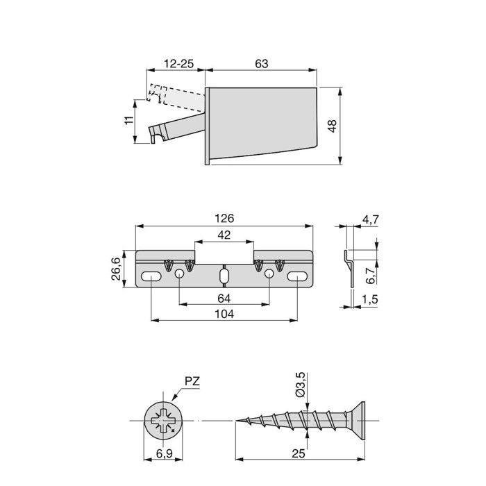 5 Kit de Ferrures de suspension 4030521 70kg plastique gris Emuca