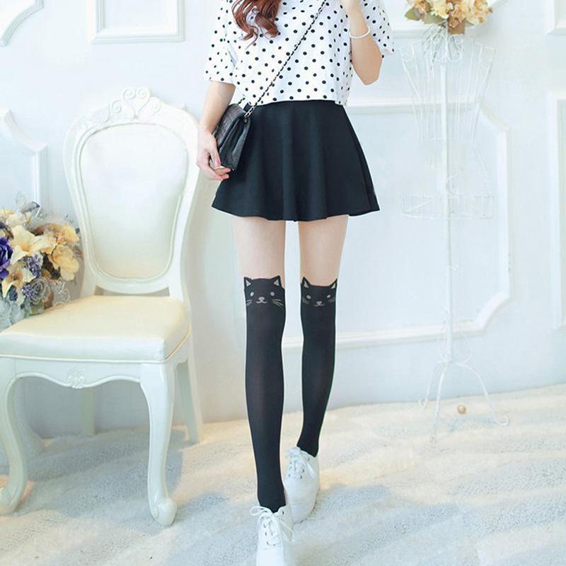 

Женские сексуальные милые мультяшные кошачьи хвосты, сексуальные тонкие колготки, чулочно-носочные изделия, чулки с татуировкой