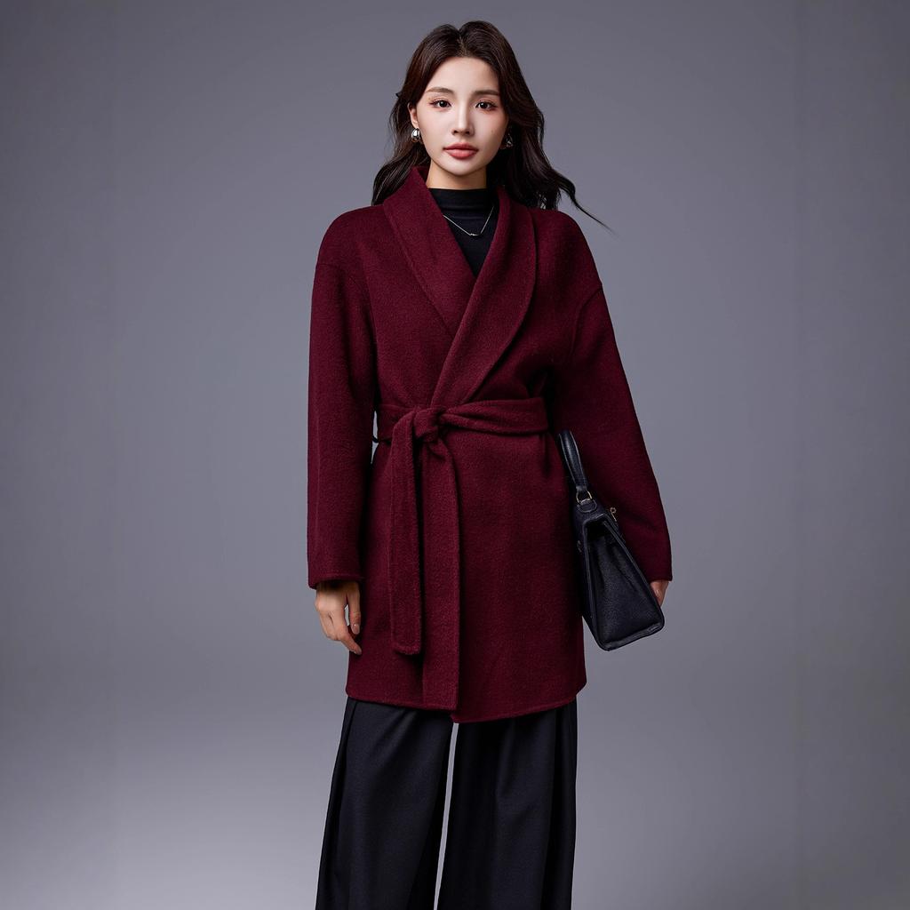 Autumn and winter new double-sided wool coat coat women's woolen cashmere fashion niche temperament New Year's robe 26 new products