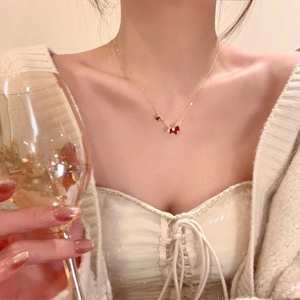 Cute Horse Pendant Necklace Zodiac New Year Collarbone Chain Red Pony Necklace New Year Gift