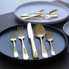 Gold Luxurious Stainless Steel Tableware, Knife, Fork, Spoon, Steak, Fish Dinner, Dessert, Salad, Coffee, Dinning Room
