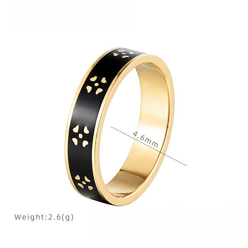 

Эпоксидное кольцо «Четырехлистный клевер» Титановая сталь Гальванопокрытие Высококлассное кольцо Женское Нишевое Простое Ювелирное изделие 9