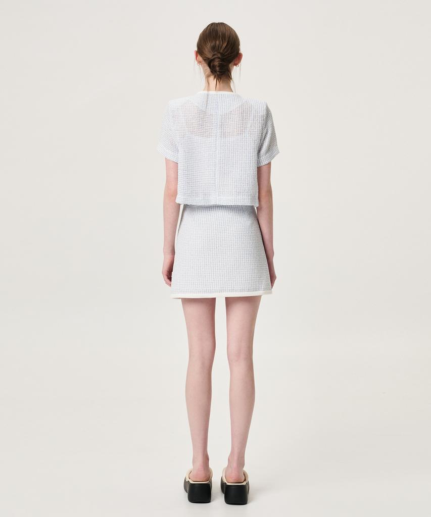 ETMON Summer Tweed Mini Skirt, Blue