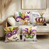 Vikama 4-Piece Printed Cushion Cover Set, Carnival Theme For Living Room & Bedroom, Featuring Masks, Crowns, And Iris Designs