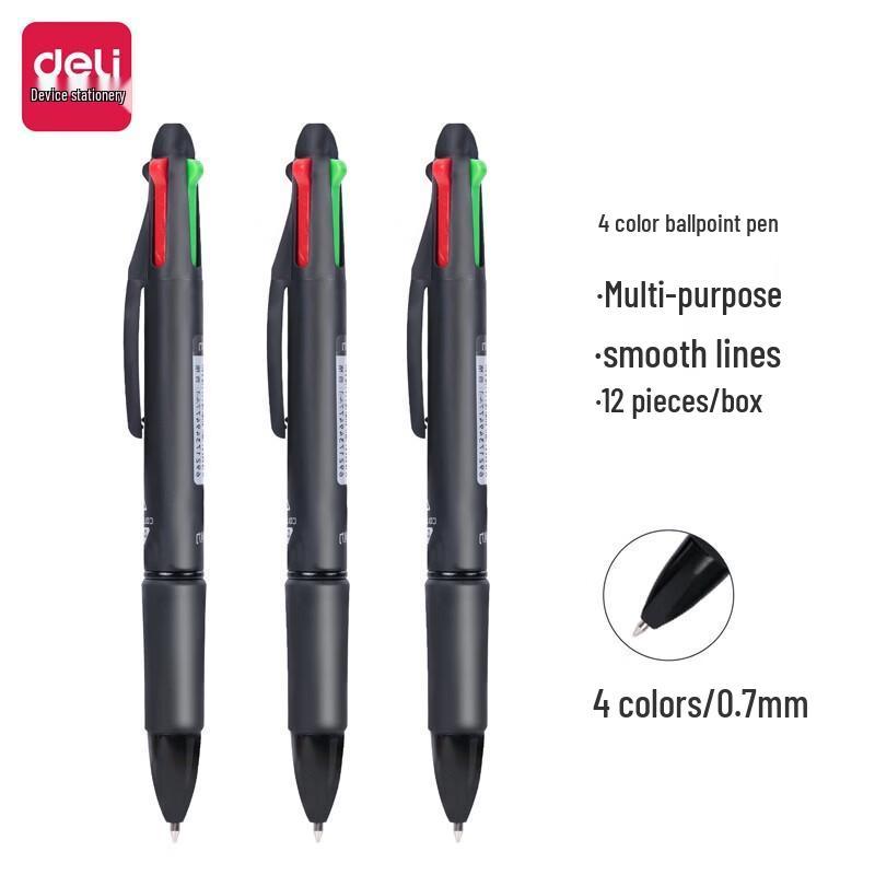 Deli 33390 4-Color Retractable Ballpoint Pen