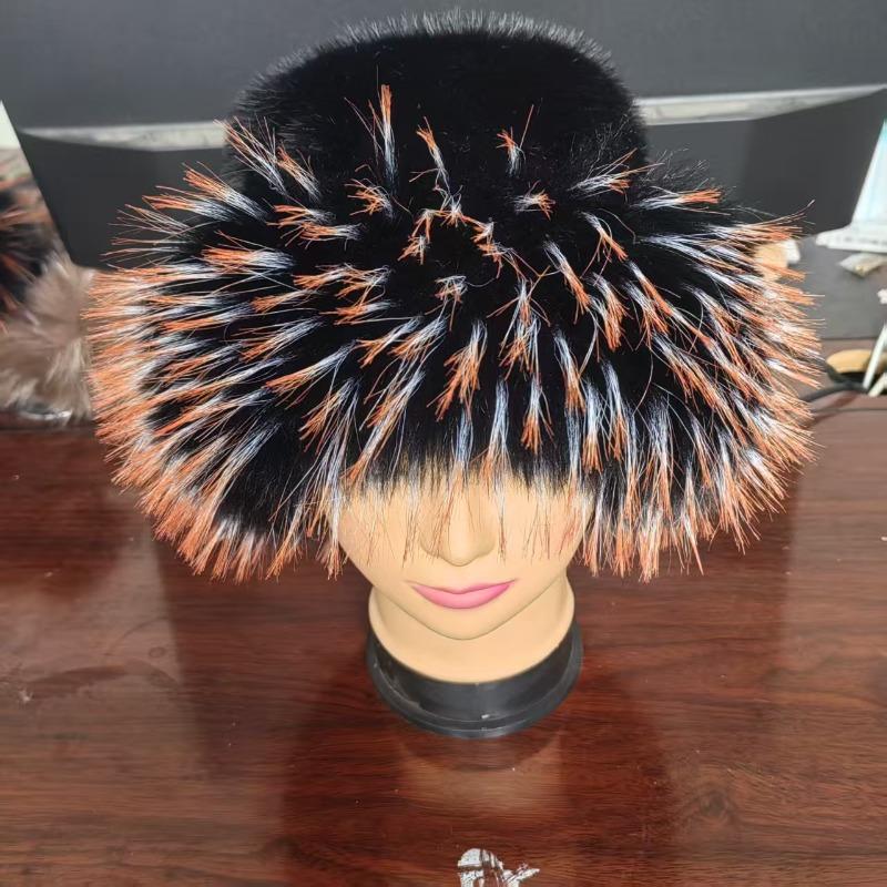 Faux Fox Fur Warm and Fashionable Fishing Mongolian Hat That Makes Your Face Look Smaller. Fur Hat Made of Leather.
