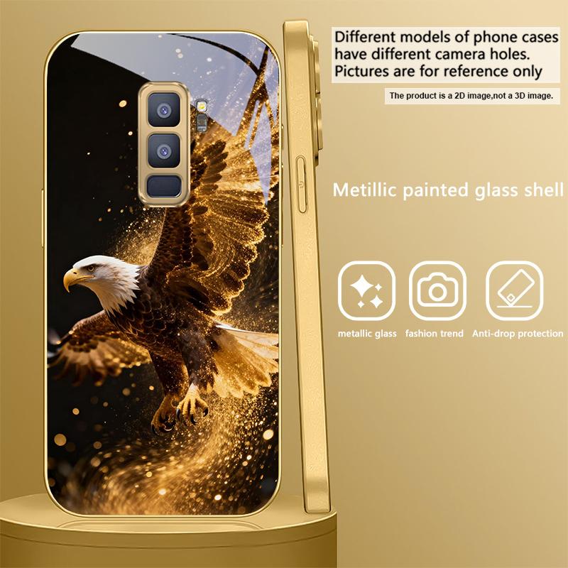 Flying Golden Eagle For Samsung Galaxy S20 FE S21 S22 S23 Plus S24 Ultra 25Ultra S21+ S9+ S22Plus Golden glass phone case