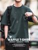 Men's Plus Size Summer Loose Fit Japanese Trend Waffle T-Shirt