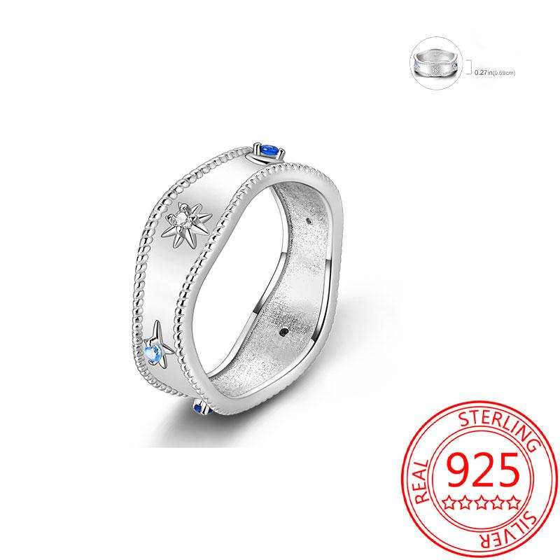 925 Silver Beautiful Stars and Moon Shining Sun Geometry Infinite Combination Ring Boutique Matching Gifts