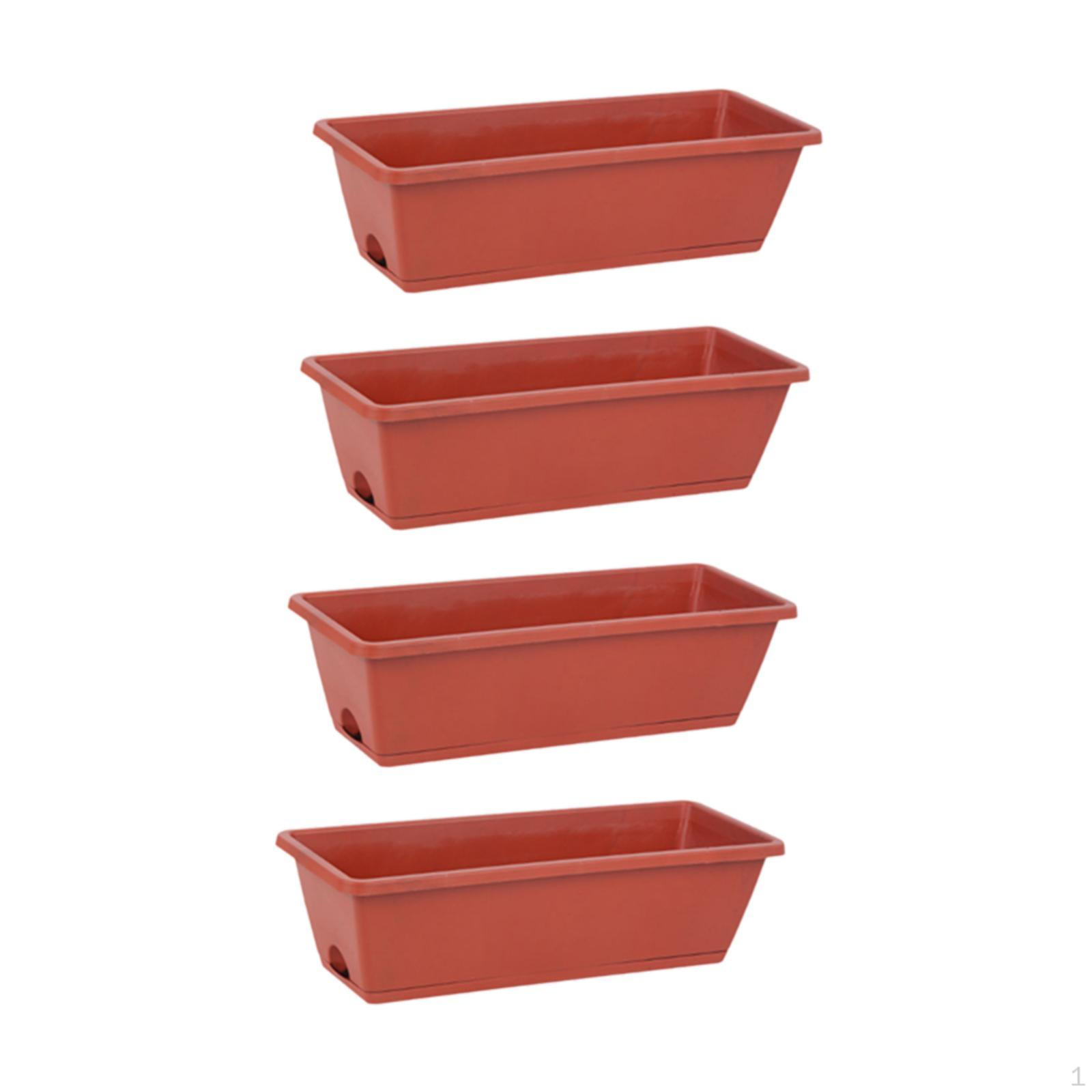 4 Pack Rectangular Planter Boxes for Vegetables And Flowers with Saucers