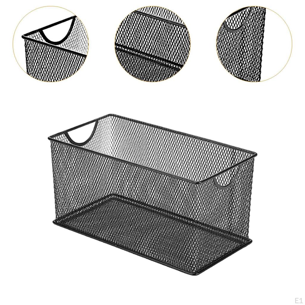 CD Storage Box Countertop Basket Rectangle Metal Mesh Open Bin for Bedroom