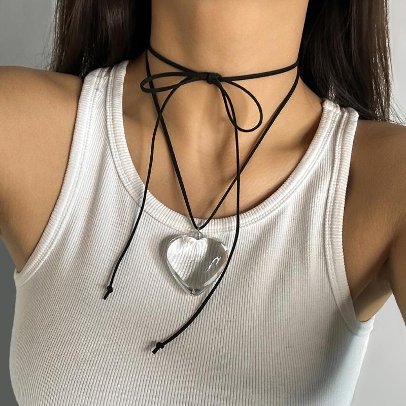 Simple Love Heart Aesthetic Necklace Fashion Simple Clavicle Chain Women Girls Wedding Jewelry Party Birthday Gift