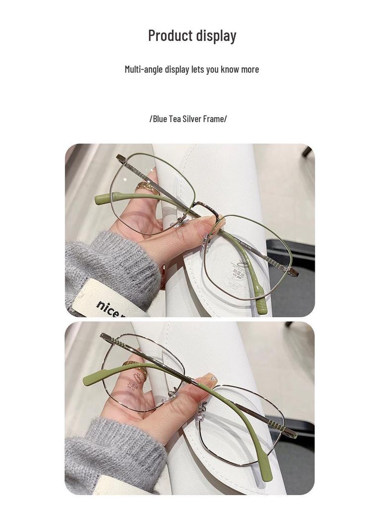Men's Flat Light Polygon Eyeglass Frame, Enhances Facial Appearance, Women's Glasses with Myopia and Blue Light Protection.