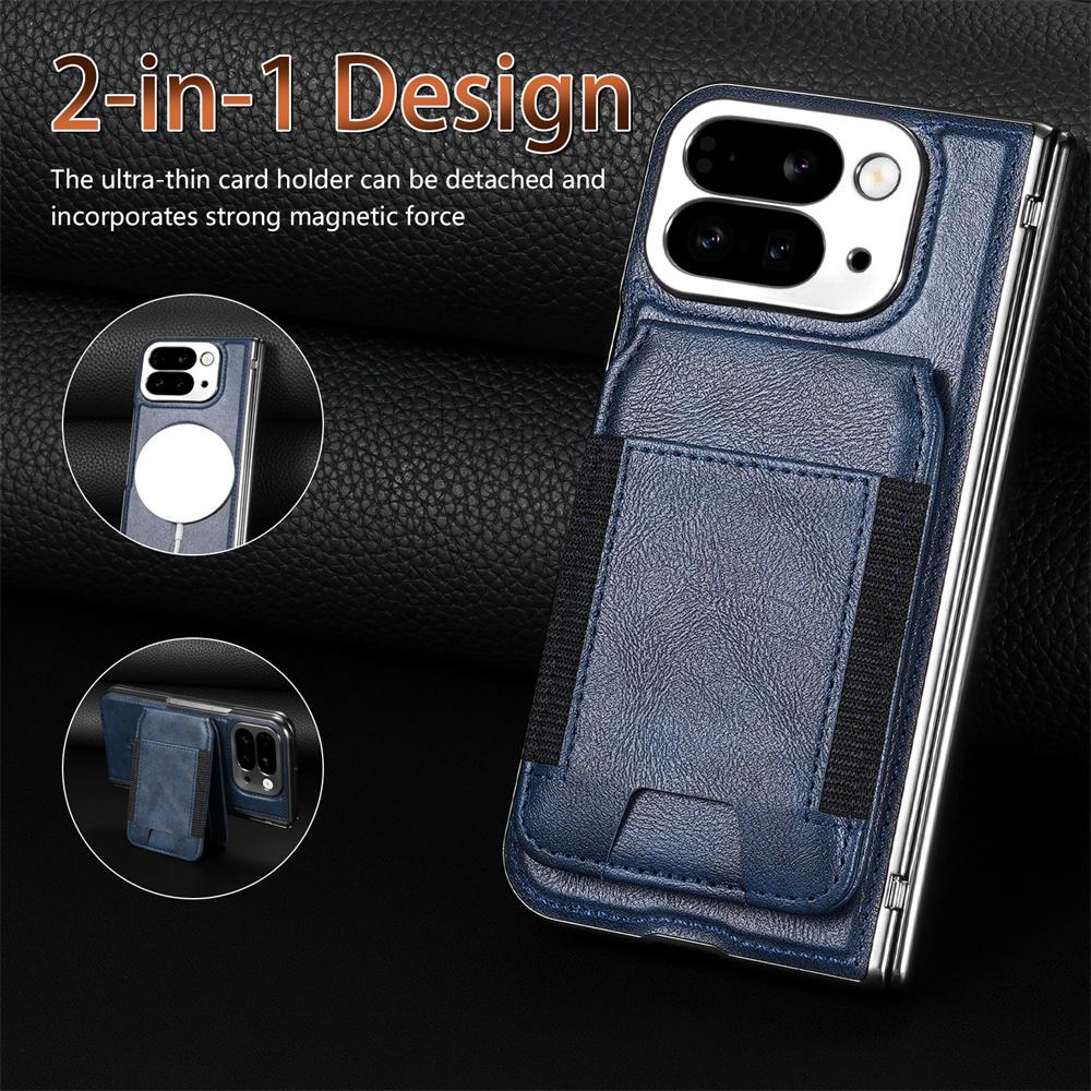 2-in-1 Detachable Leather Wallet Case For Google Pixel 10 Pro Fold with Stand Spring Hinge All-inclusive Screen Protector Cover