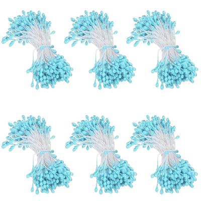 Flower Pep Sky Blue Flower Material Pearl Pep Artificial Flower Core Pep Diameter 3mm Length Artificial Flower Stamen Approximately 150 Pieces X 6