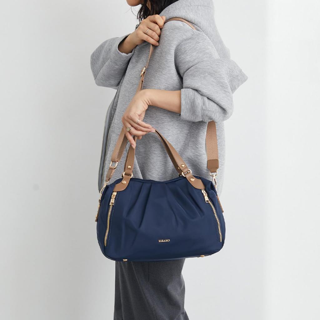 FIRANO Damen Wasserabweisende Leichte Nylon-Handtasche mit Seitenreißverschluss von ARNO LABEL, A402708, Marine