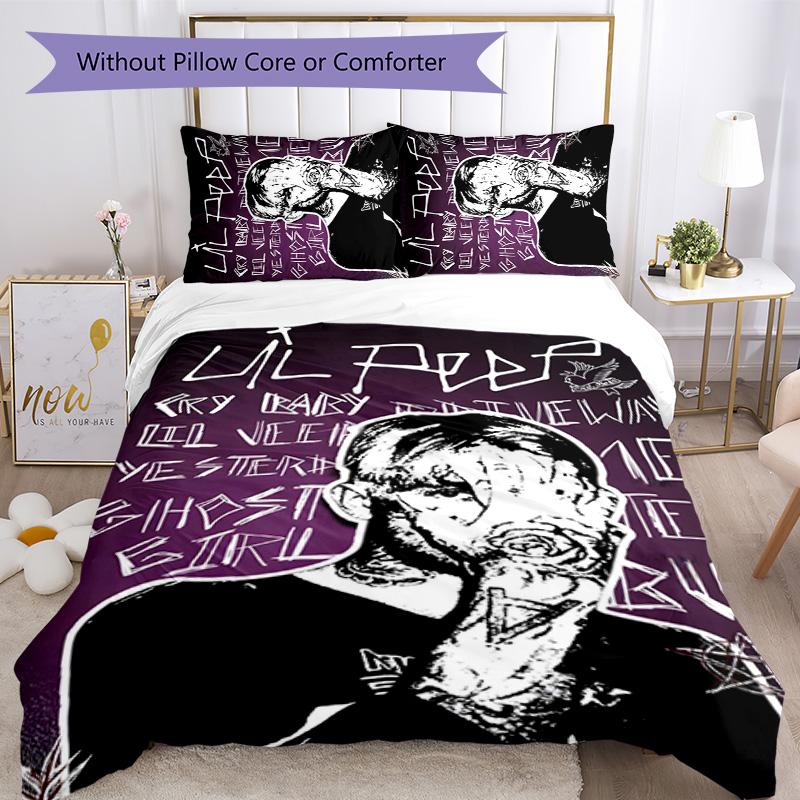 Neon Style Lil Peep 3pcs Bedding Set Duvet Cover Closure Includes 1 Duvet Cover & 2 Pillowcases for All Seasons Bedroom Home Dorm Decor