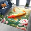 2026 New Retro Koi Fish Lotus 3D Carpet Rug for Bedroom Living Room Sofa Home Doormat Decor,Large Kids Play Non-slip Floor Mat