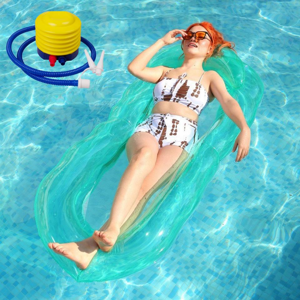 Inflatable Floating Hammock with Armrests & Backrest - Outdoor Mesh Recliner for Adults