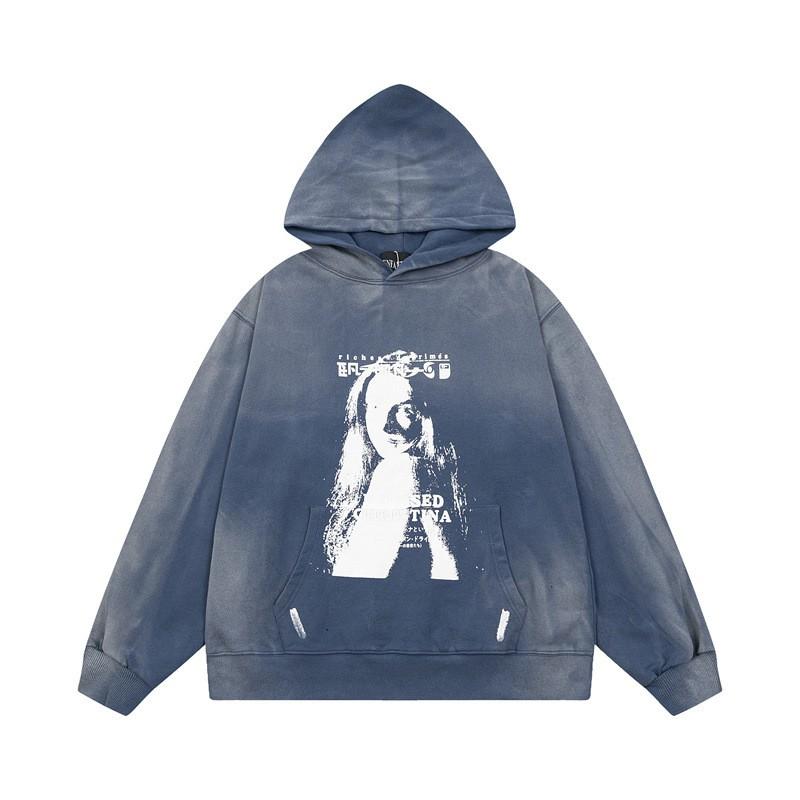 Unisex Oversized Hooded Sweatshirt With Washed Vintage Print Soft Cotton Blend Relaxed Fit Fall Casual Wear