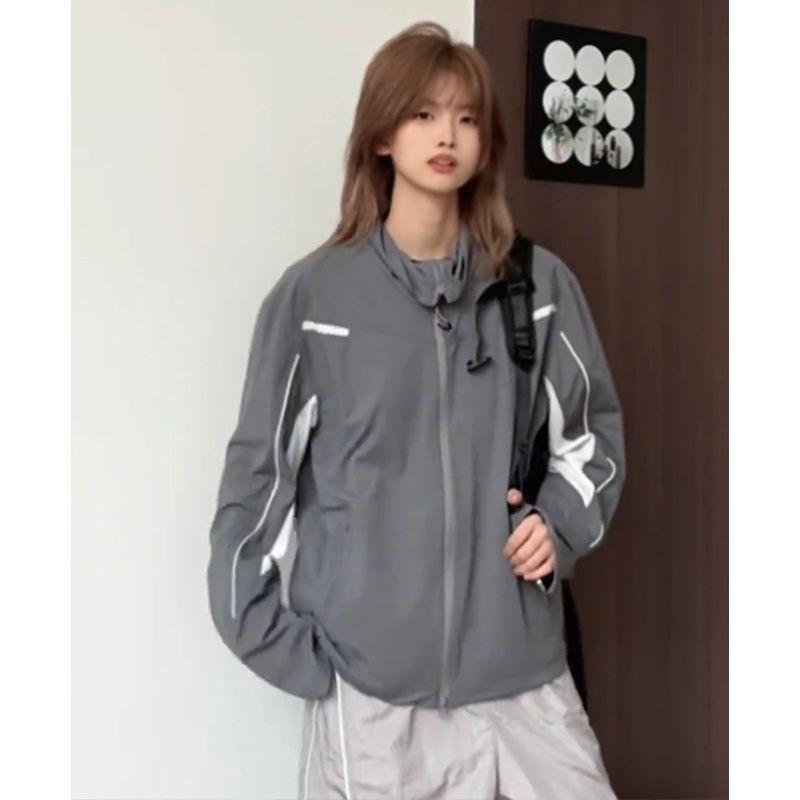 American Spliced Ice Silk Sun Protection Jacket Men Summer Stand Collar Thin Jacket Breathable Outdoor Use