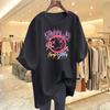 Women's Japanese Graffiti Print Loose Summer T-shirt - Short Sleeve, Versatile, Casual Style