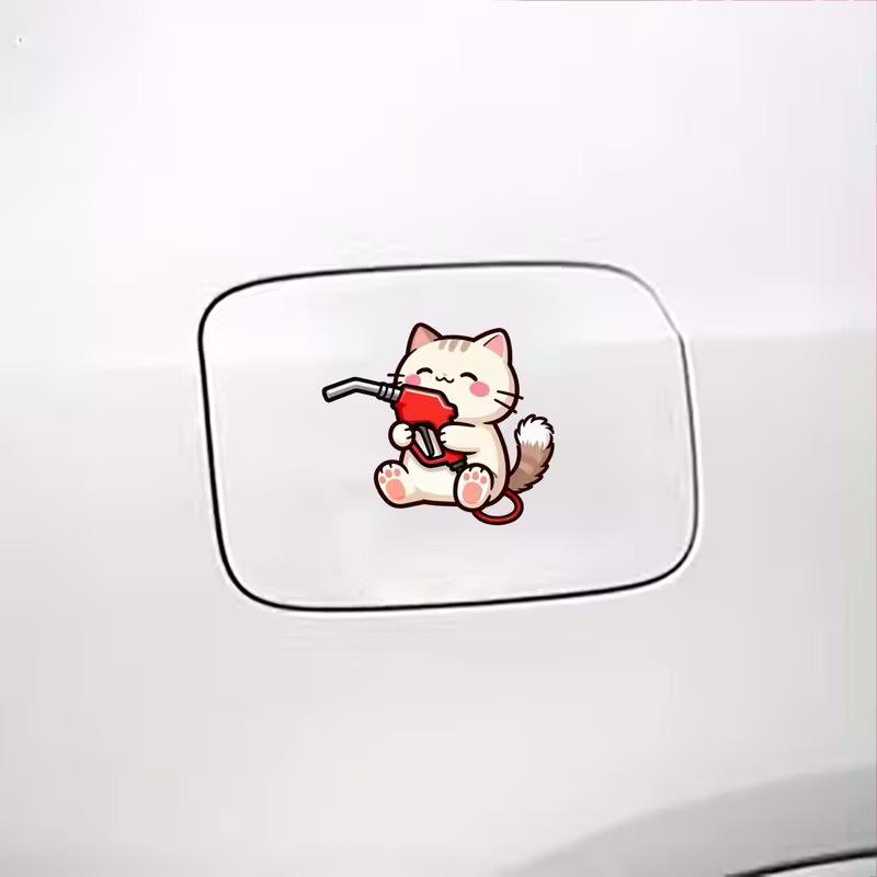 Cute Cartoon Cat Oil Cap Sticker for Decorating Car Oil Cap Box