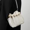 Elegant Chinese Style Beaded Cowhide Handbag - Unique Hand-Scratched Pattern, Perfect as a Lunch Box or Clutch.