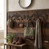 Two cast iron wall hangers, brown, decorated, decorative, 4 hooks