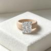 Fashionable Beige Square CZ Silicone Ring, Soft Elastic Rubber, Sports Wedding Ring, Women's Casual Daily Wear Ring