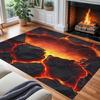 Tappeto A Pelo Corto Area Paesaggio 3D, Tappeto Illusione Ponte Sospeso Fiamme Lava Trippy Emozionante, Tappetino Pavimento Astratto Tappeto da Interno per Camera da Letto