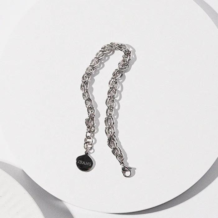 3 Bold Flat Ring Slim Layered Chain Bracelet (C2503AC1286_SV)