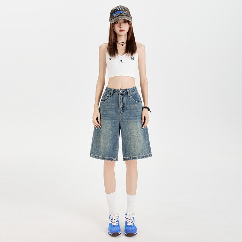 Women's 2025 Summer Loose Slimming Korean Style Denim Shorts - Trendy Casual Versatile Fashion