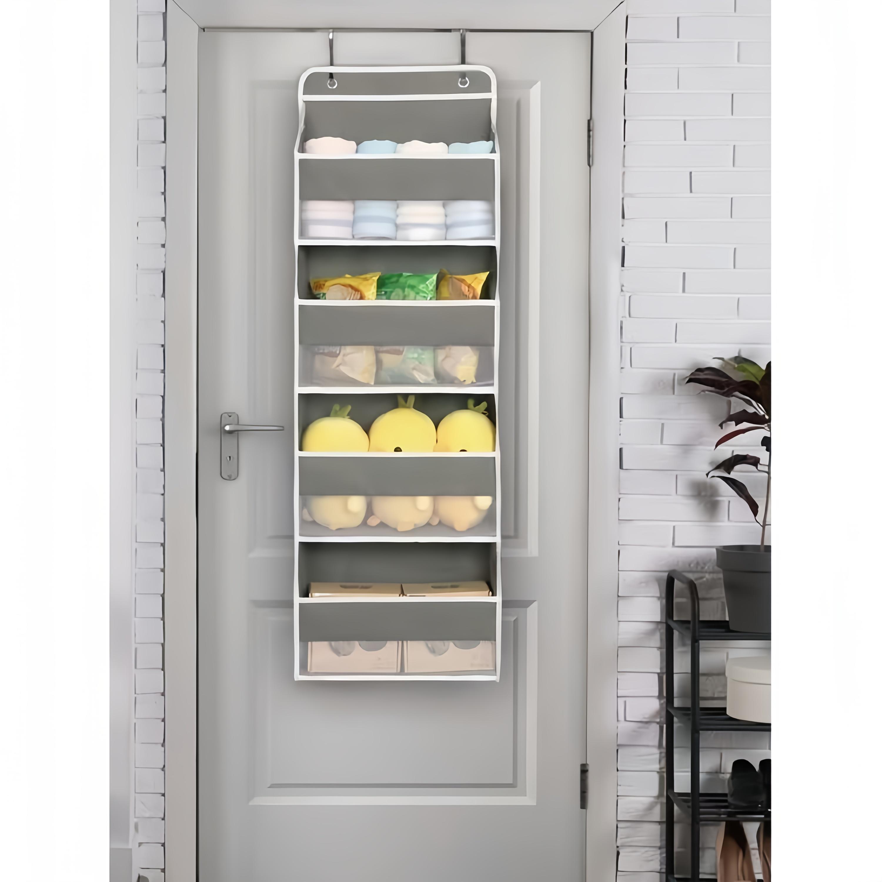 

4-ярусный настенный складной органайзер, сетчатые карманы, крючки, большая вместимость, штабелируемая ткань для экономии места на стене