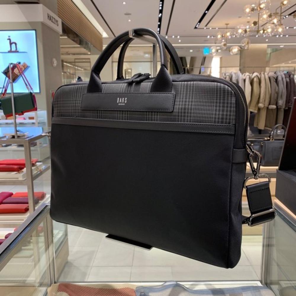 Daks Black Leather Check Document Bag Dbba2e331bk