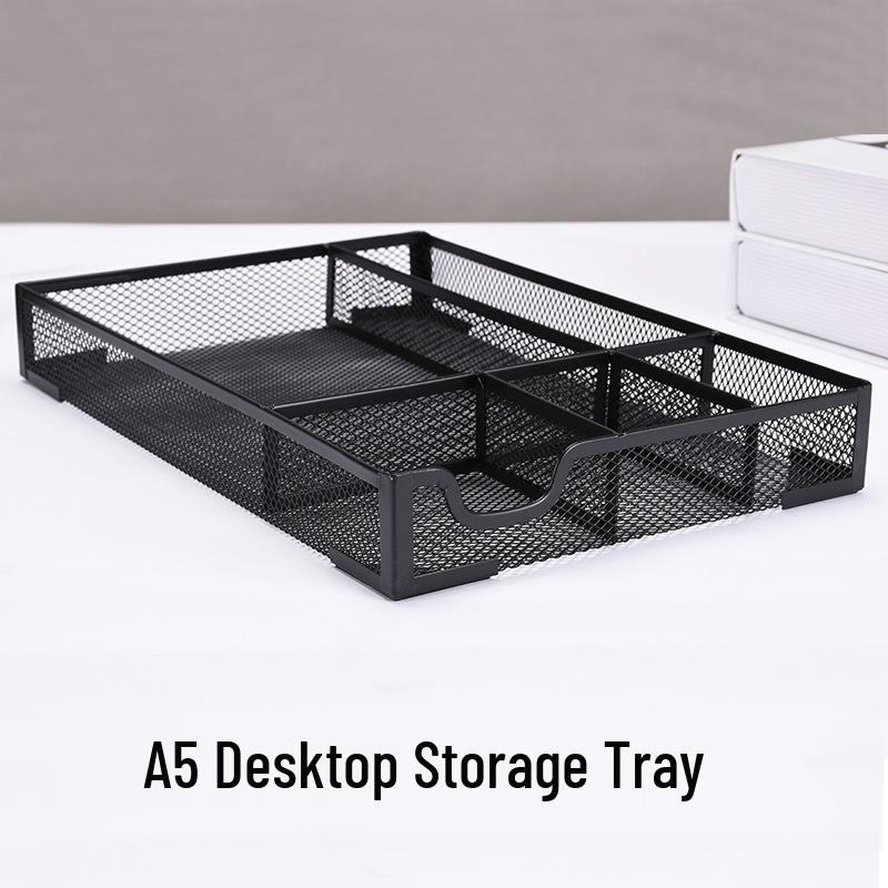 Multi-Compartment Metal Mesh Desktop Organizer Tray