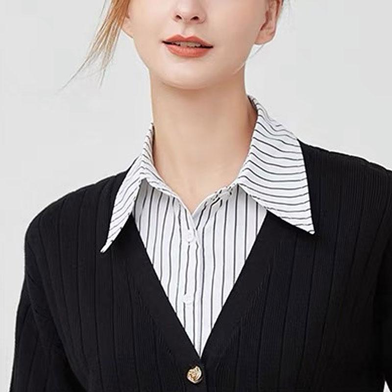 Striped Fake Collar Half Shirt Adjustable Fake Collar Detachable Elegant Fashion Faux False Collar for Women Girls