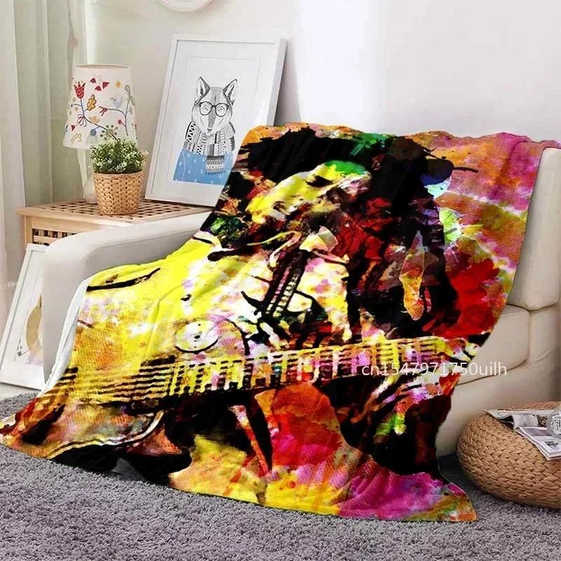 Bob Marley Album Blanket Reggae Music Jamaican Style Soft Flannel Blanket Portable Home Travel Sofa Blanket