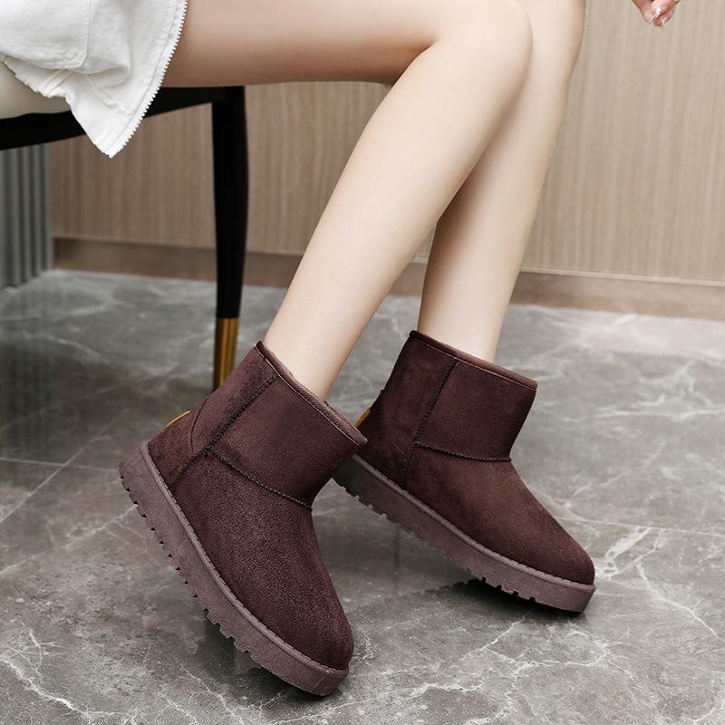 0 New snow boots women's short boots winter fur integrated low tube short boots thickened cotton