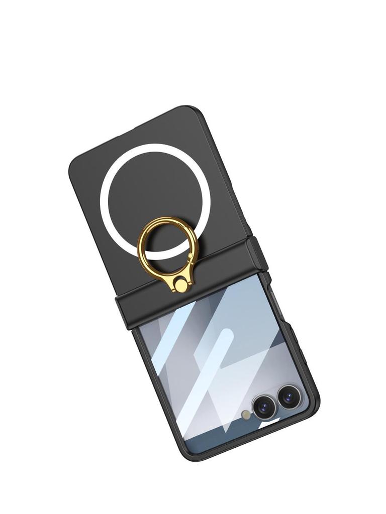 GKK Samsung Z Flip 7 Small Folding Hinge Full Coverage Shell with Finger Ring Buckle and Frosted Hard Shell