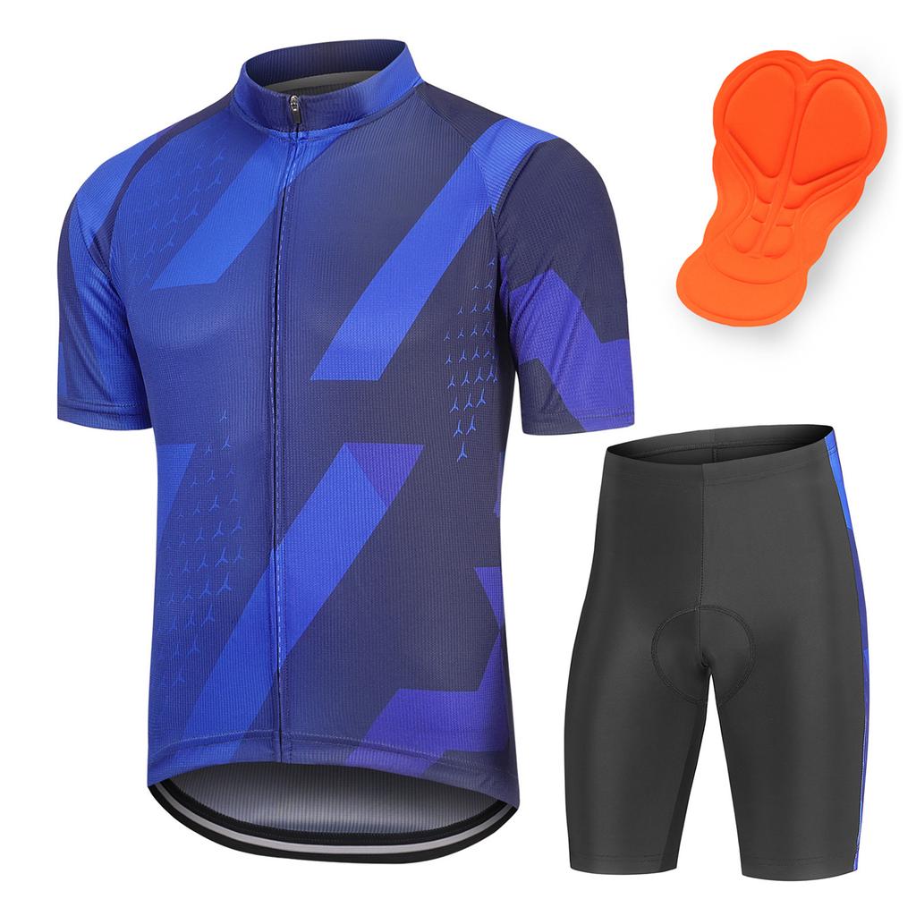 Men Breathable Quick Dry Comfortable Short Sleeve Jersey and Padded Shorts Cycling Clothing Set