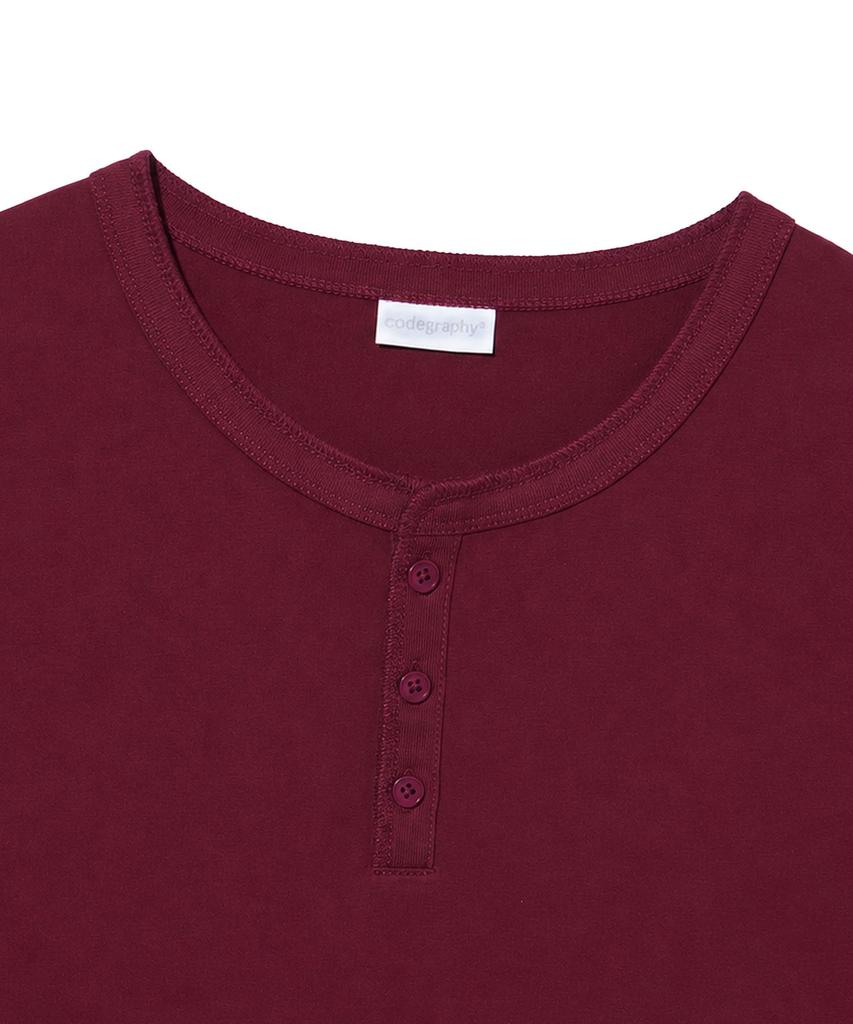 CGP Henley Neck Layered Short Sleeve T-Shirt - Burgundy