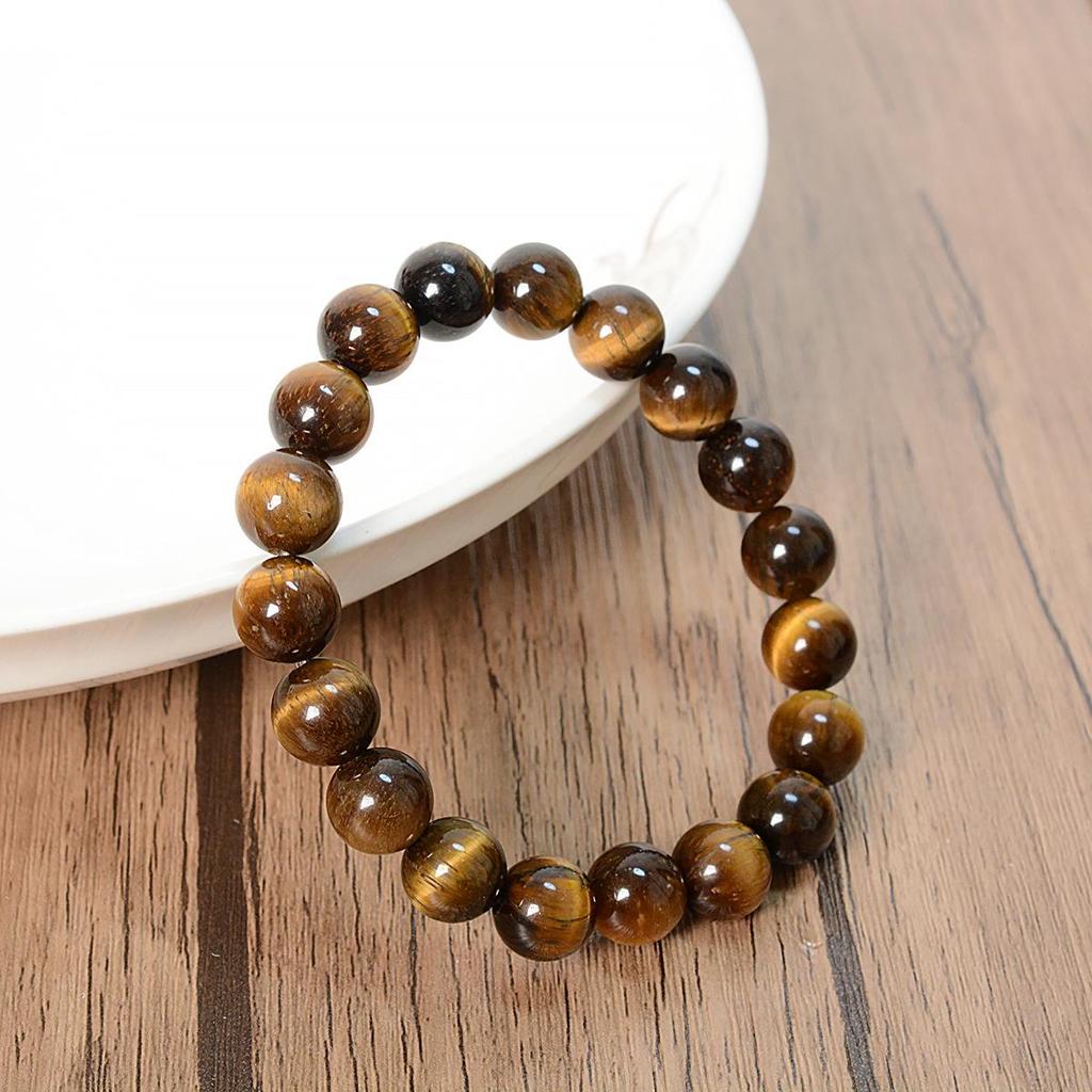 Tiger Eye Stone Beaded Bracelet 10mm for Men & Women, Natural Crystal Bracelet