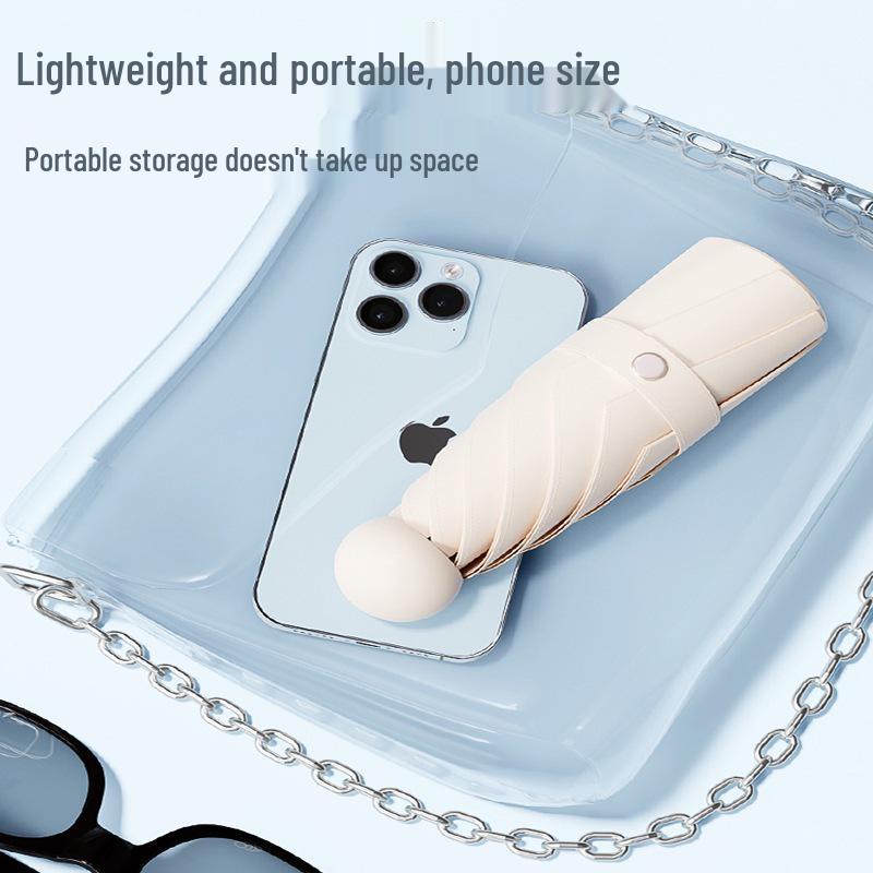 Compact Five-Fold Umbrella: Portable Pocket Sunshade & Rain Parasol for Women, Anti-UV Sunscreen Protection.